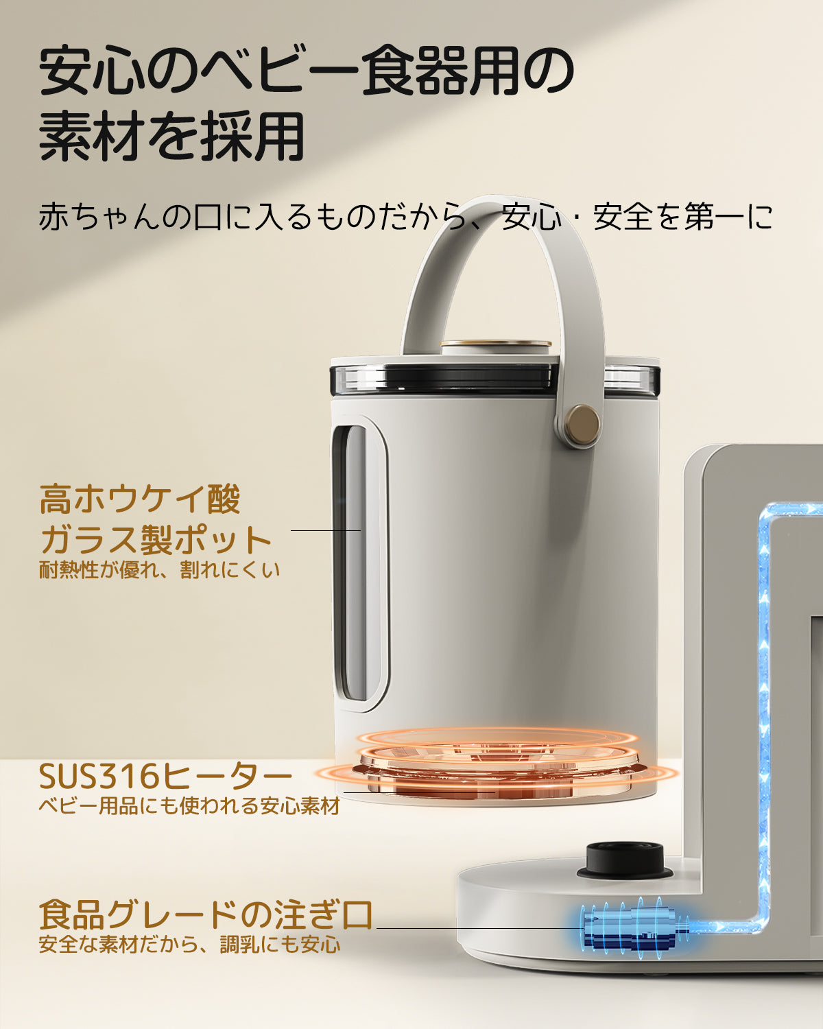調乳ポット ミルクウォーマー 4L大容量 温度±5℃ 給湯量±50ml 耐熱ガラス 電気ケトル/ウォーターサーバー 分離式タンク 水位見える 24H保温 ナイトライト 空焚き防止 メモリー機能 ホワイト
