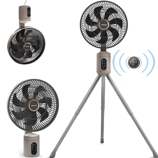 KEECOON 扇風機 dcモーター サーキュレーター 12000mAhバッテリー せんぷうき扇風機 コードレス 静音 首振り 卓上／壁掛け／リビング扇風機 一台三役 ８段階風量切替 タイマー リモコン キャンプ／リビング／寝室／オフェス／病院