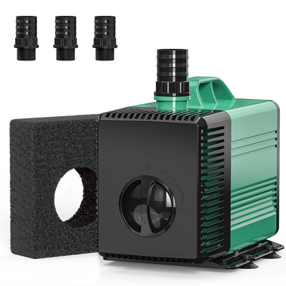 YOKEKON 水中ポンプ 100v 水槽 循環ポンプ 最大吐出量6000L/H 最大揚程6M 105W 清水 海水対応 水陸両用 吸盤付き 内蔵スポンジフィルター 静音 省エネ 電動 給水 排水 水換え 小型 水族館 お風呂 池 水耕栽培 プール いけす 亀の水槽 アクアリウム ウォーターガーデン フォウンテン ガーデン 家庭用 グリーン