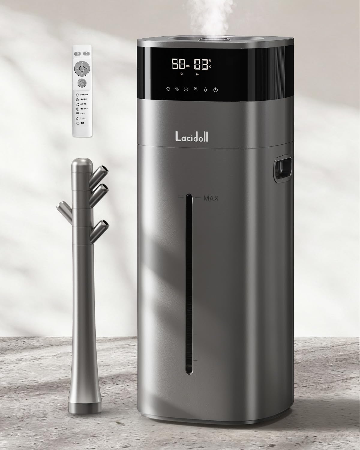 加湿器 大容量 20L/最大85畳 ハイブリッド式 スチーム式 加熱式 2301J グレー