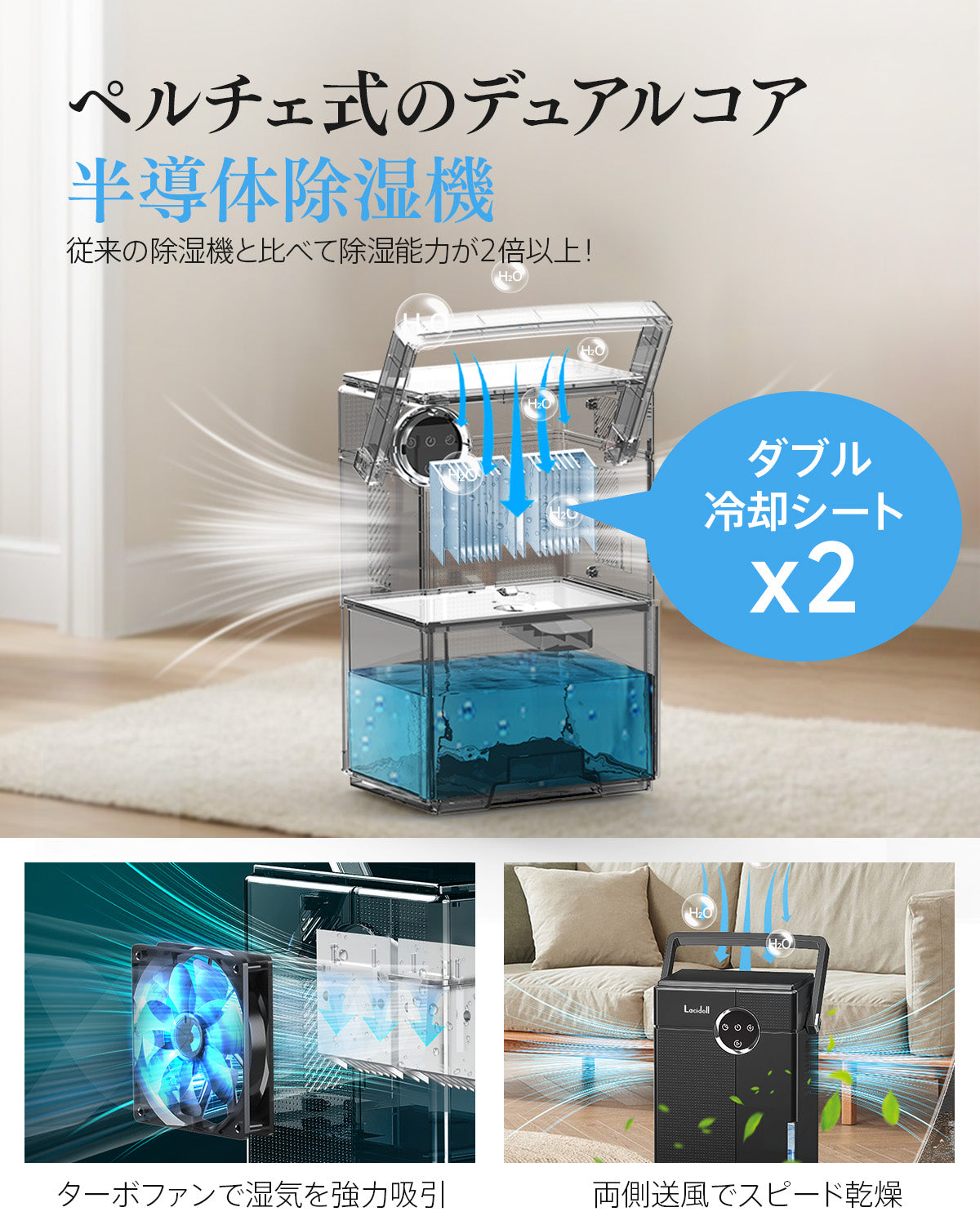 除湿機 小型 除湿乾燥機 除湿器 小型除湿機 大容量3.5L 【強力除湿量1L/日 18畳まで対応】ダブルペルチェ式 浴室乾燥機 排水ホース付き じょしつき 部屋 除湿乾燥 コンパクト 取っ手付き 静音 満水自動停止 8/16/24時間タイマー 7色ライト 電気代安い おしゃれ お手入れ簡単 軽量 脱臭 省エネ コロナ/カビ/梅雨/結露/花粉対策 家庭用 PSE認証済 ホワイト