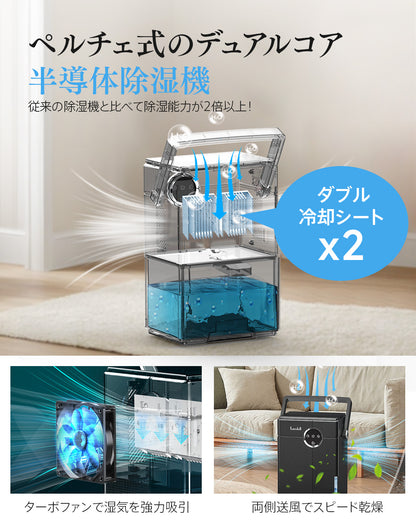 除湿機 小型 除湿乾燥機 除湿器 小型除湿機 大容量3.5L 【強力除湿量1L/日 18畳まで対応】ダブルペルチェ式 浴室乾燥機 排水ホース付き じょしつき 部屋 除湿乾燥 コンパクト 取っ手付き 静音 満水自動停止 8/16/24時間タイマー 7色ライト 電気代安い おしゃれ お手入れ簡単 軽量 脱臭 省エネ コロナ/カビ/梅雨/結露/花粉対策 家庭用 PSE認証済 ホワイト